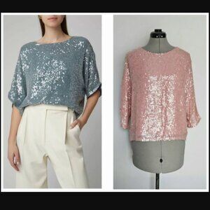 SALLY LAPOINTE moda operandi sequin oversized t-shirt tee goop top $890 us-8